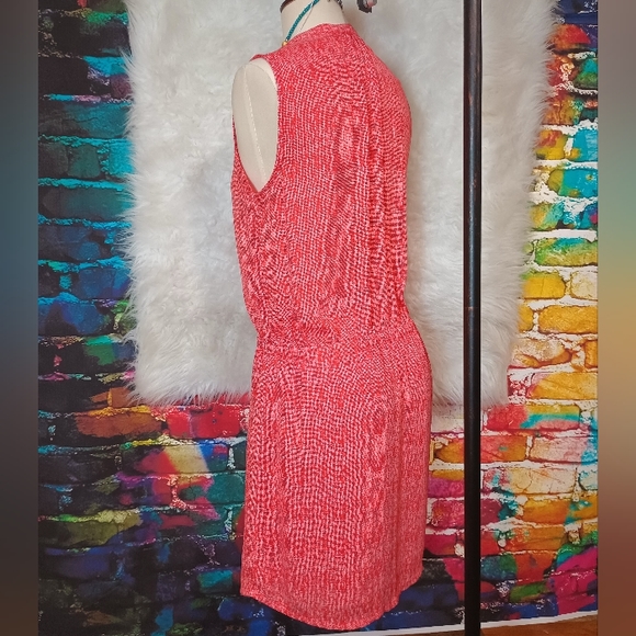 Hillary Radley Red and White Sleeveless Front Button Dress Size 6 - Picture 3 of 10